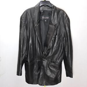 Wilsons Leather Black Blazer Men’s Medium Vintage 90s‎ Soft Leather Coat